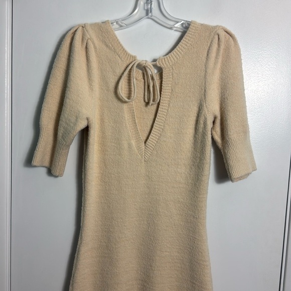 Anthropologie Daily Practice Cream puff Short Sleeve Sweater Mini DRESS Soft XS - Picture 5 of 11